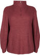 Knitted sweater with high neck and zipper, Red, Packshot image number 0