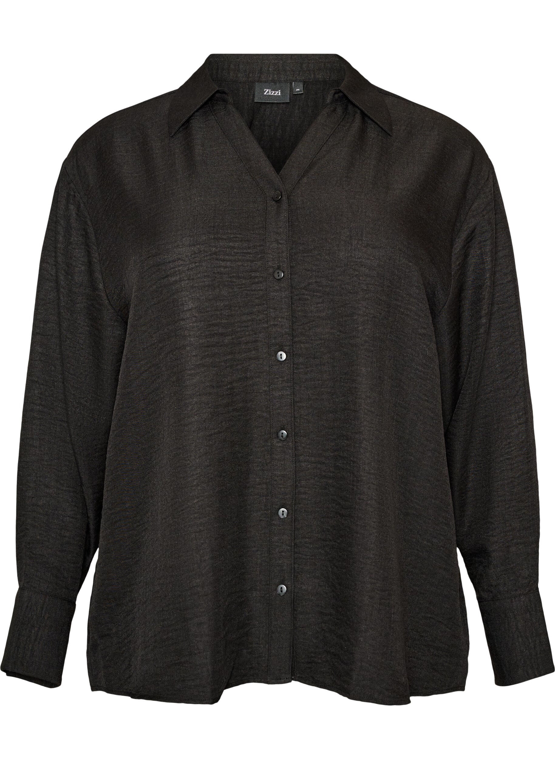 ZizzifashionLoose shirt with V-neck, Black, Packshot image number 0