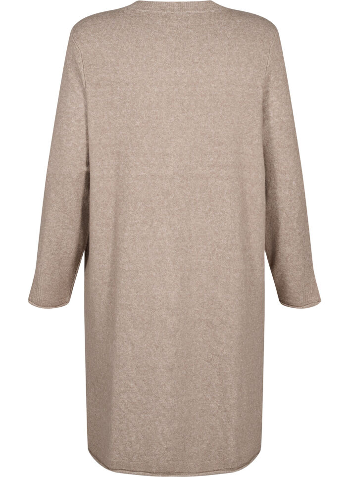 Knitted dress with a round neck and slit, Desert Taupe Mel., Packshot image number 1