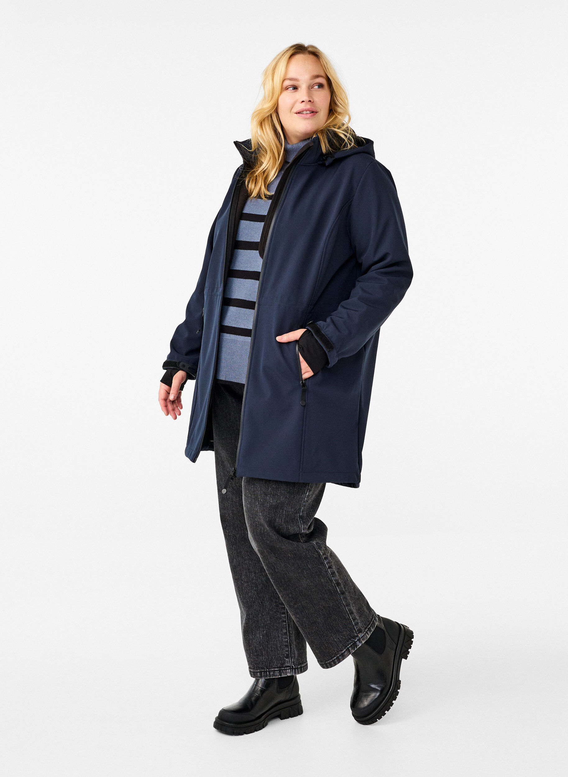 ZizzifashionSoftshell jacket with detachable hood, Blue, Model image number 1