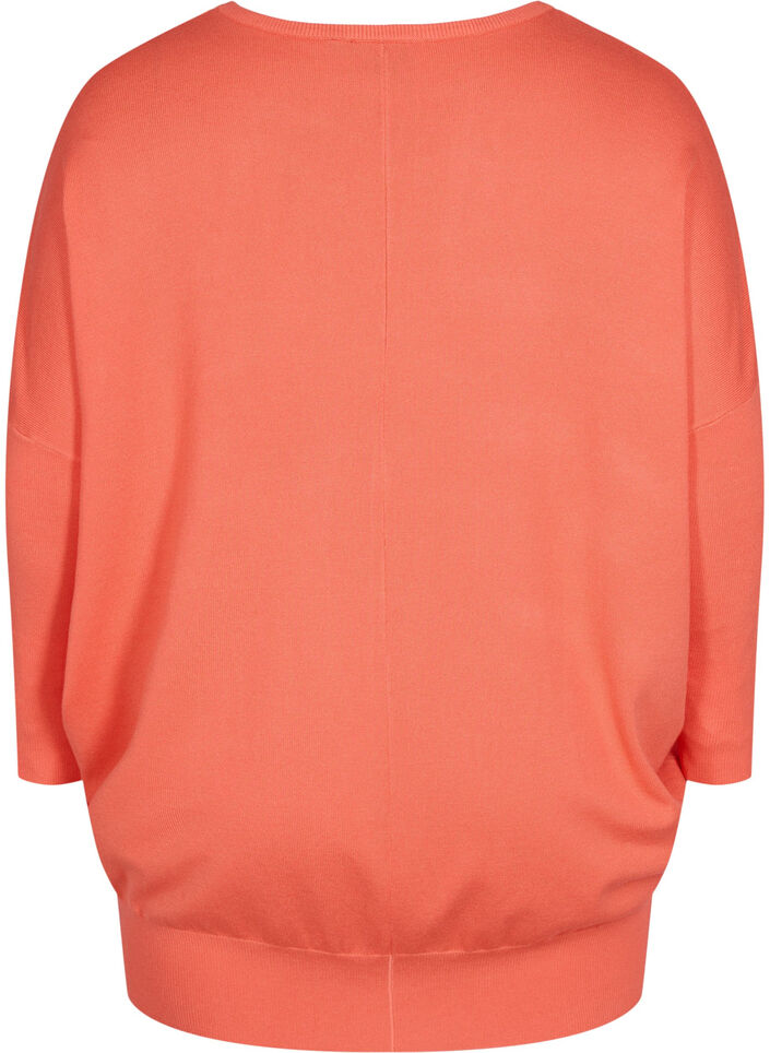 Knitted jumper with round neckline, Living Coral, Packshot image number 1