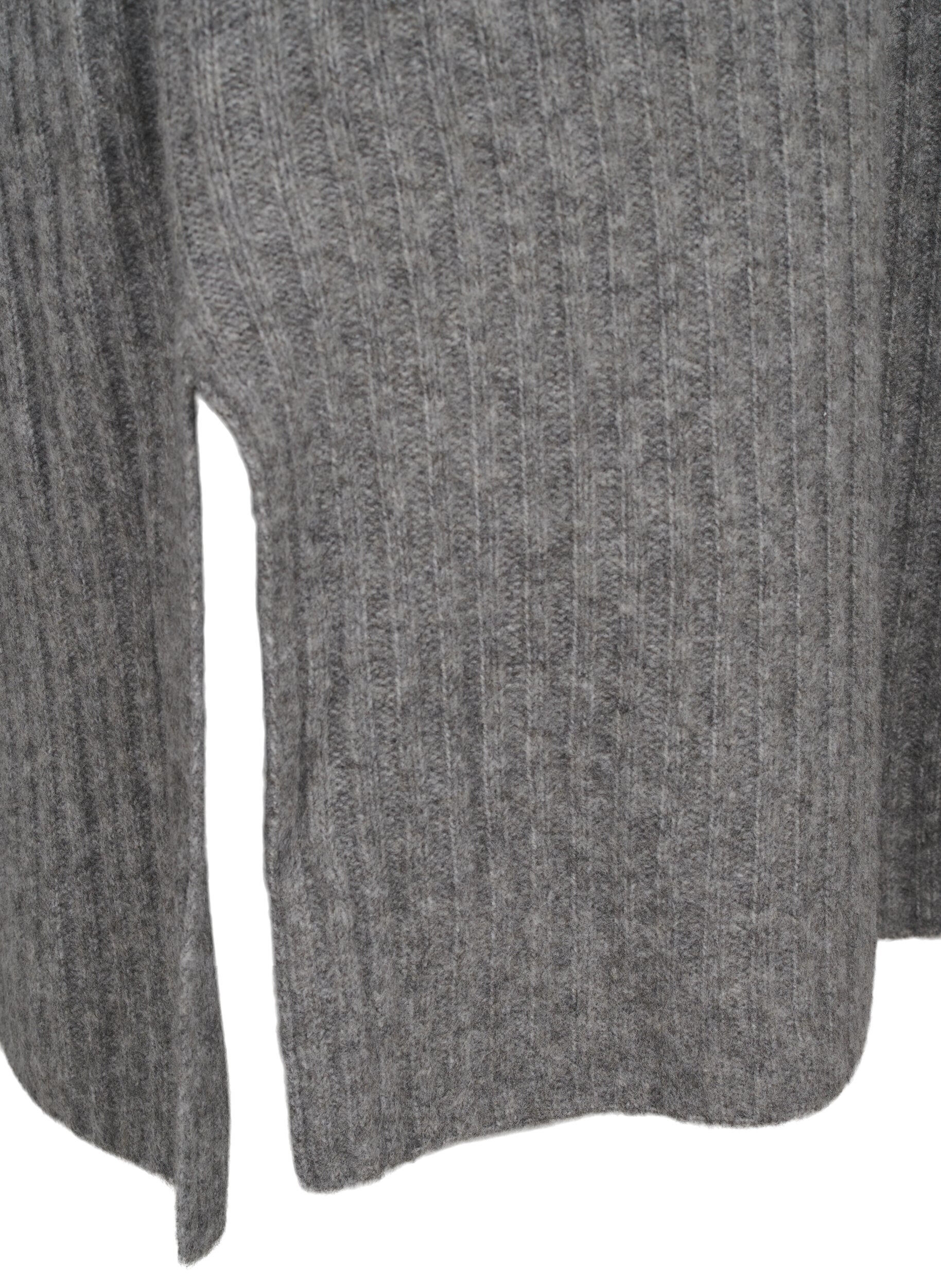 Zizzifashion Long knit dress with turtleneck, Medium Grey Mel., Packshot image number 3