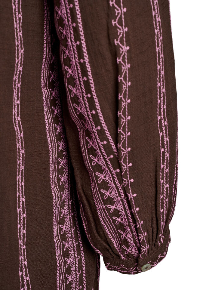 Tunic with embroidered pattern, Brown, Packshot image number 3