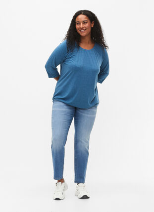 Malange blouse with 3/4 sleeves, Legion Blue Mel., Model image number 2