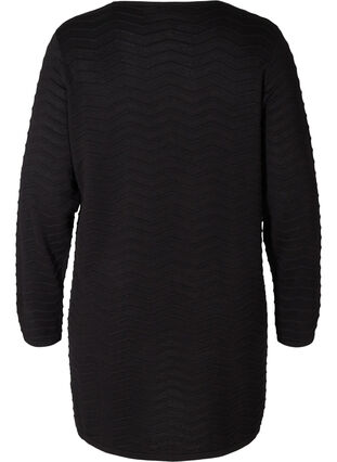 Long knit cardigan with a pattern, Black, Packshot image number 1
