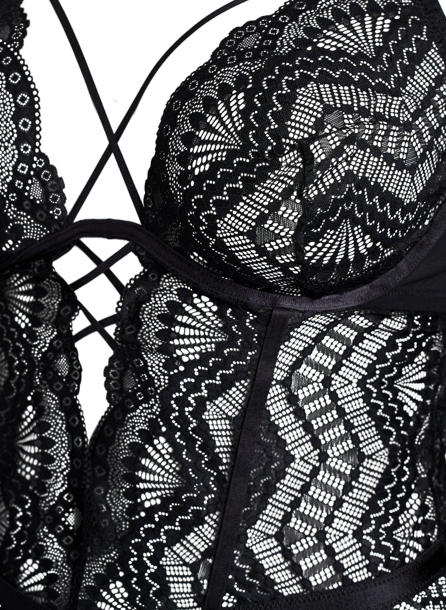Zizzifashion Lace bodystocking with lace details, Black, Packshot image number 2