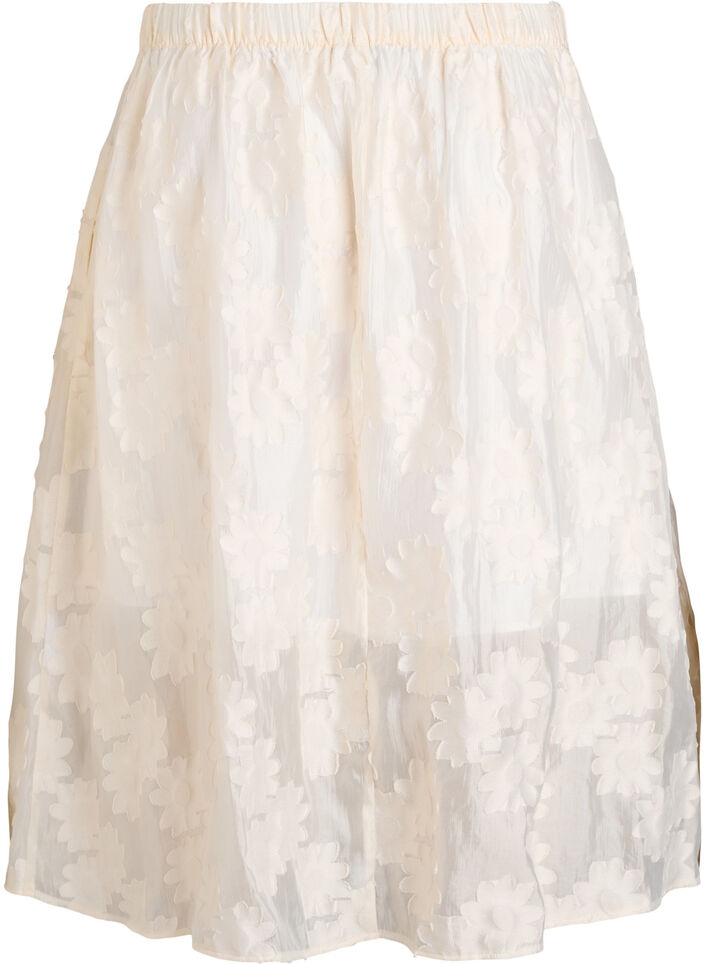 Floral jacquard midi skirt, Vanilla, Packshot