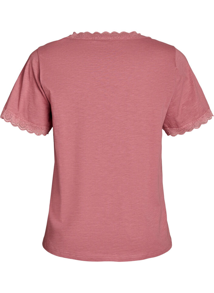 T-shirt with lace trim, Rose, Packshot image number 1