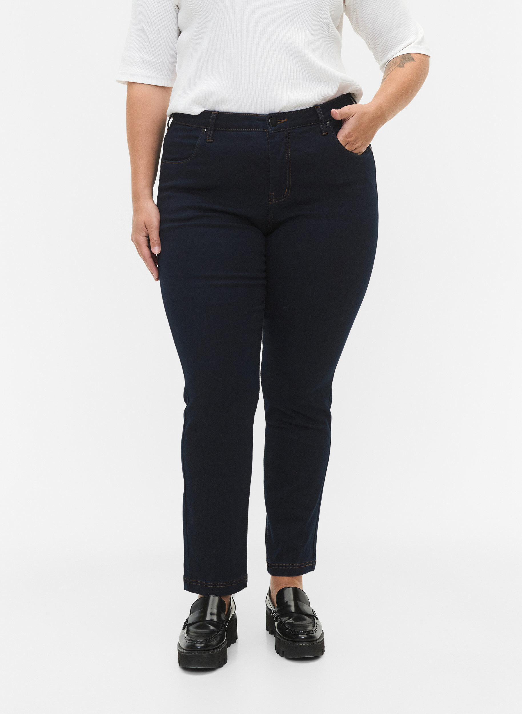 ZizzifashionSlim fit Emily jeans with normal waist, Blue, Model image number 2