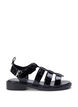 Wide fit sandal in shiny crocodile leather, Black, Packshot image number 0