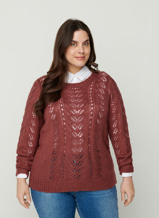 Knitted blouse with a feminine pattern, Wild Ginger, Model image number 0