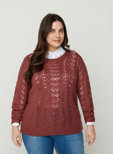 Knitted blouse with a feminine pattern, Wild Ginger, Model image number 0