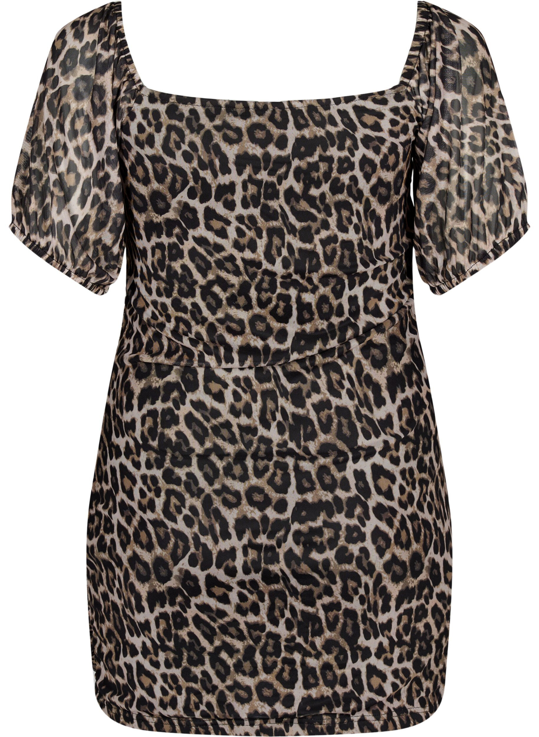 Zizzifashion Short mesh dress with leopard print, Leo, Packshot image number 1