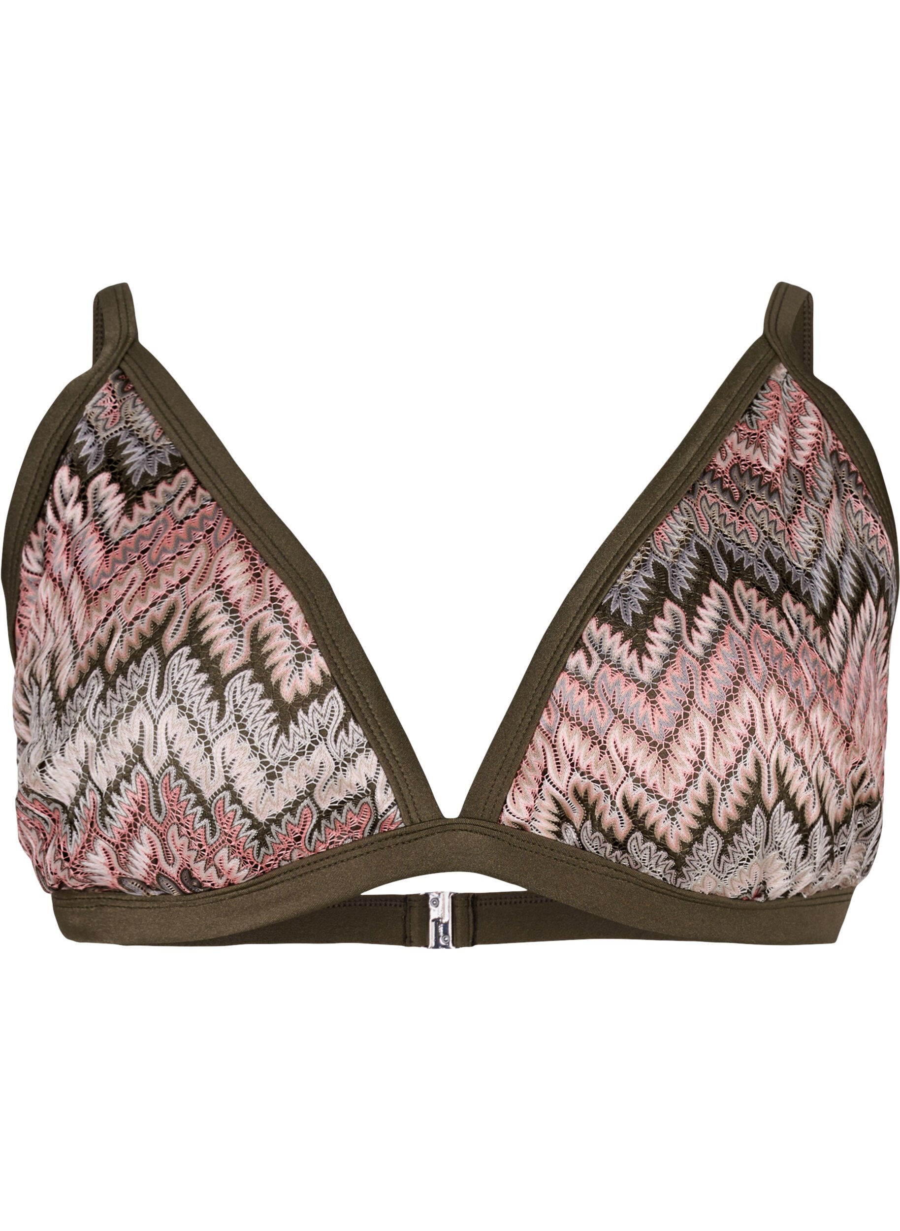 Zizzifashion Patterned triangle bikini top, Beech AOP, Packshot image number 0
