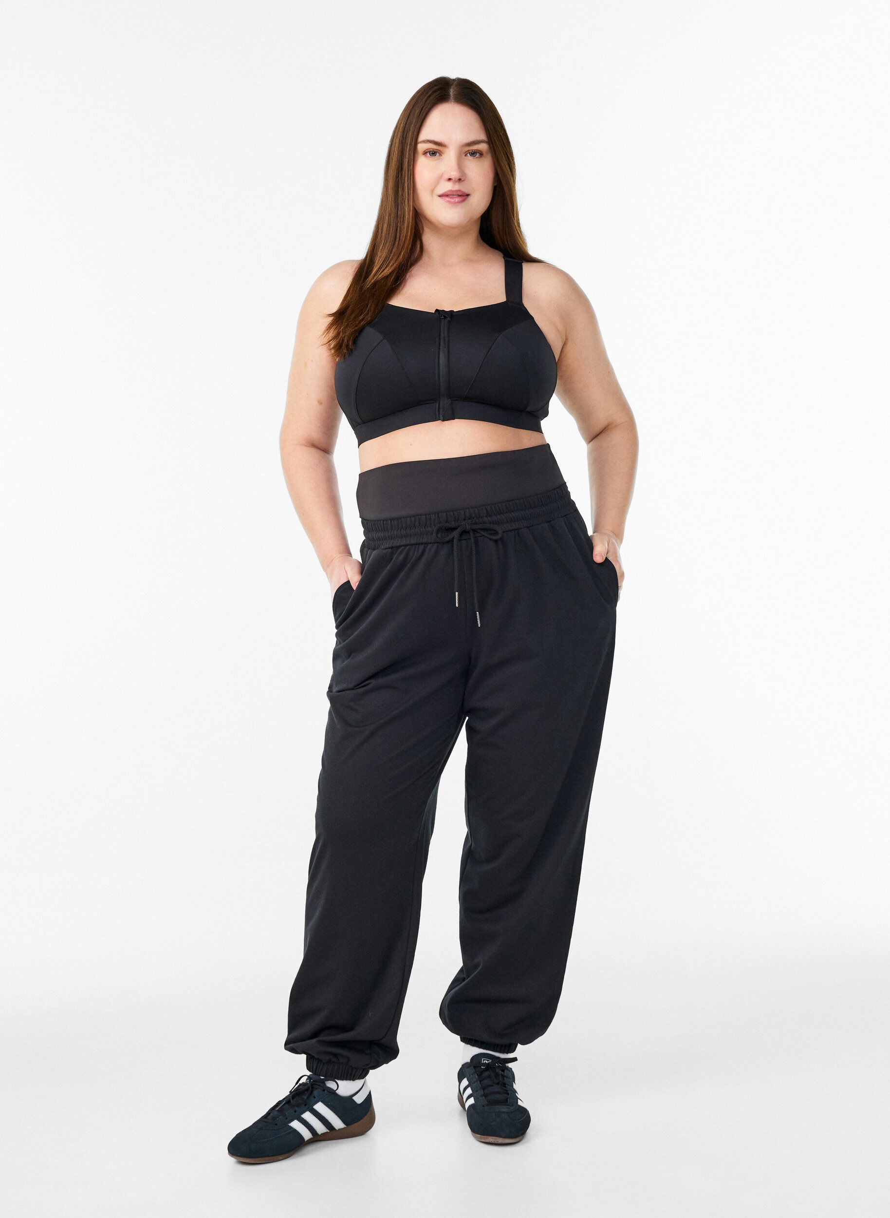 Zizzifashion Sweatpants with a wide waistband, Black, Model image number 1