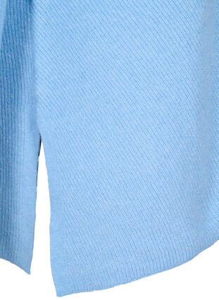 Melange pullover with side slit, Blue Bell/White Mel., Packshot image number 3