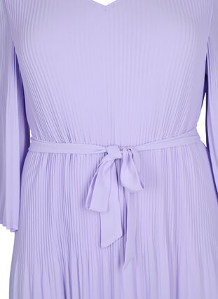 Pleated dress with 3/4 sleeves, Lavender, Packshot image number 2