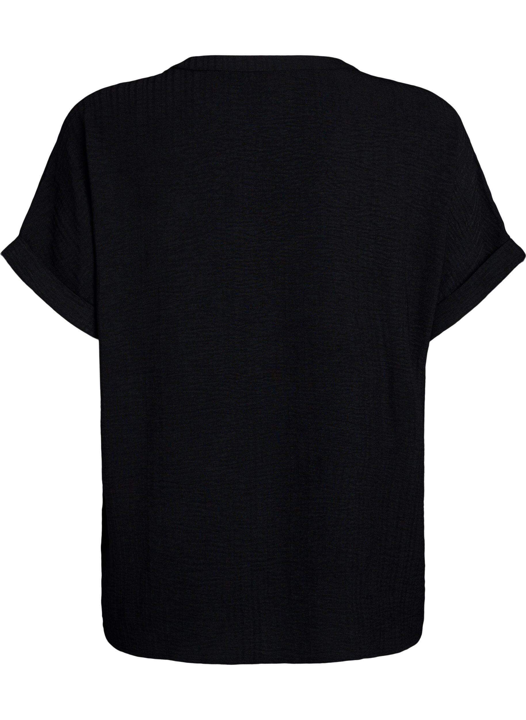 ZizzifashionLoose blouse with short sleeves, Black, Packshot image number 1