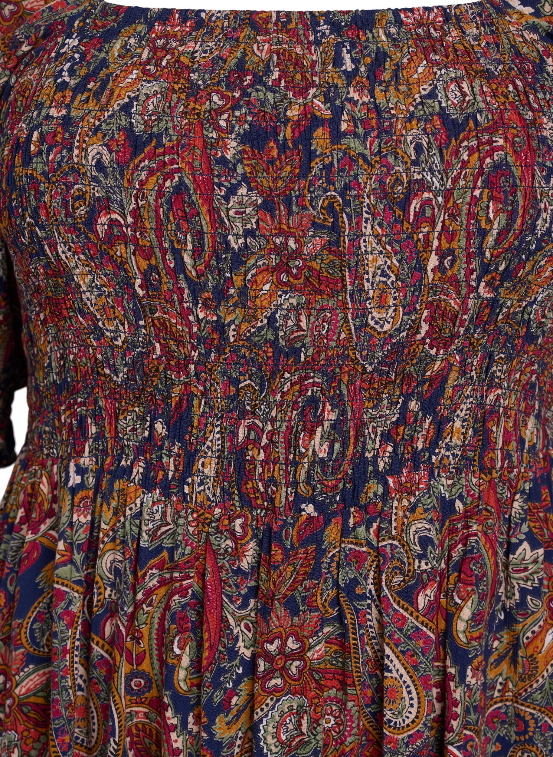 ZizzifashionSummer dress in viscose with paisley print, Blue, Packshot image number 2
