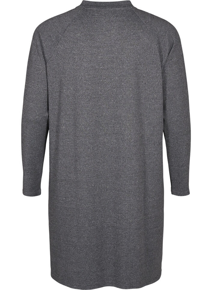 Jersey dress with buttons, Dark Grey Melange, Packshot image number 1