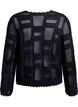 Knitted cardigan with ties and an openwork pattern, Black, Packshot image number 1