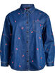 Denim shirt with embroidered strawberries, Blue, Packshot image number 0