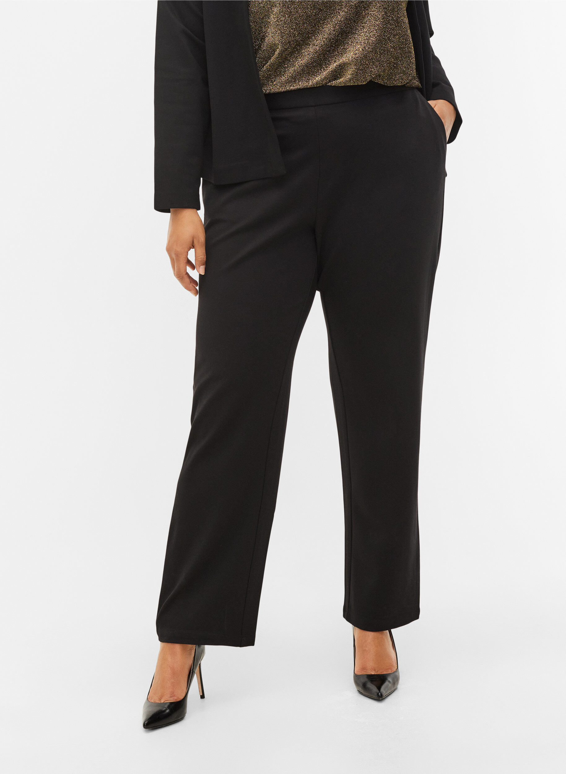 Zizzifashion Classic wide leg trousers, Black, Model image number 2