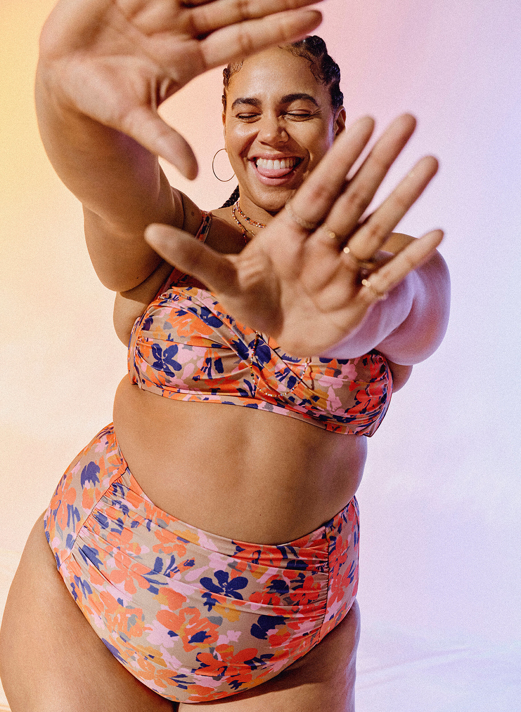 Zizzifashion Extra high-waisted bikini bottom with print, Yellow, Image image number 0