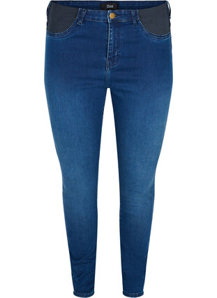 Super slim Amy jeans with elasticated waist, Dark blue denim, Packshot image number 0