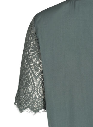 Blouse with short lace sleeves, Balsam Green, Packshot image number 3