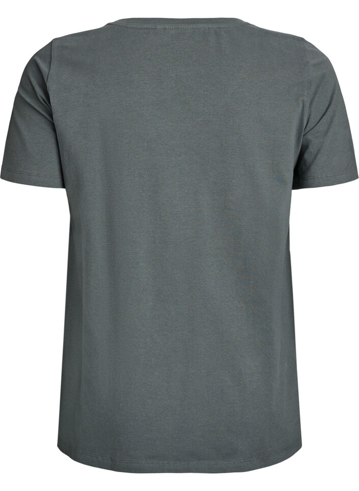 Solid-coloured basic cotton T-shirt, Green, Packshot image number 1