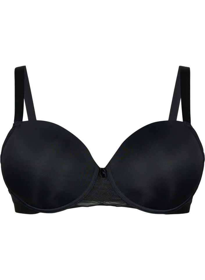 Moulded bra with mesh, Black, Packshot