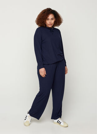 Loose trousers made from ribbed material, Navy Blazer, Model image number 1