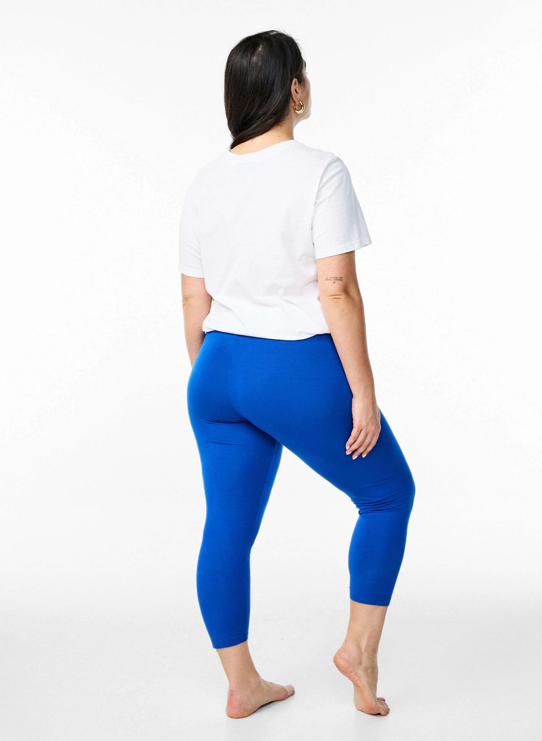 ZizzifashionBasic 3/4-length viscose leggings, Blue, Model image number 2