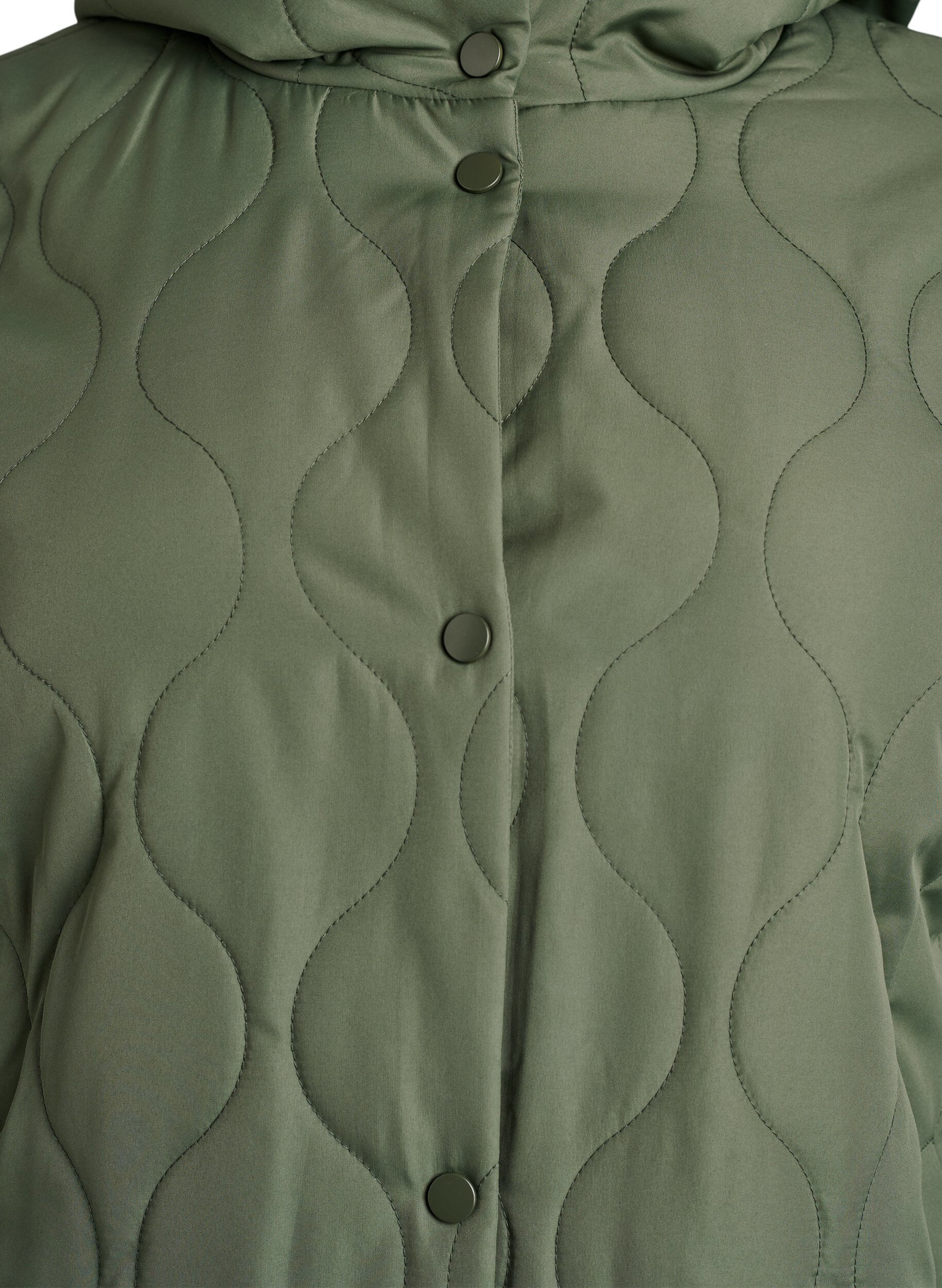 ZizzifashionMid-length quilted jacket with a hood, Green, Packshot image number 2