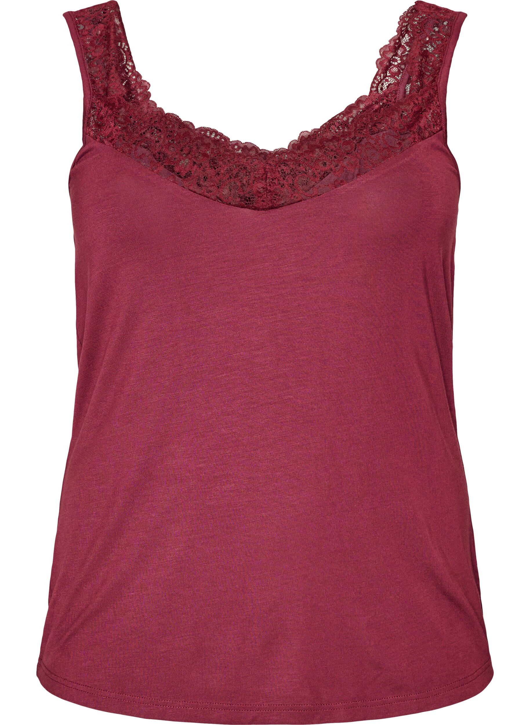 ZizzifashionViscose top with lace edge, Red, Packshot image number 0