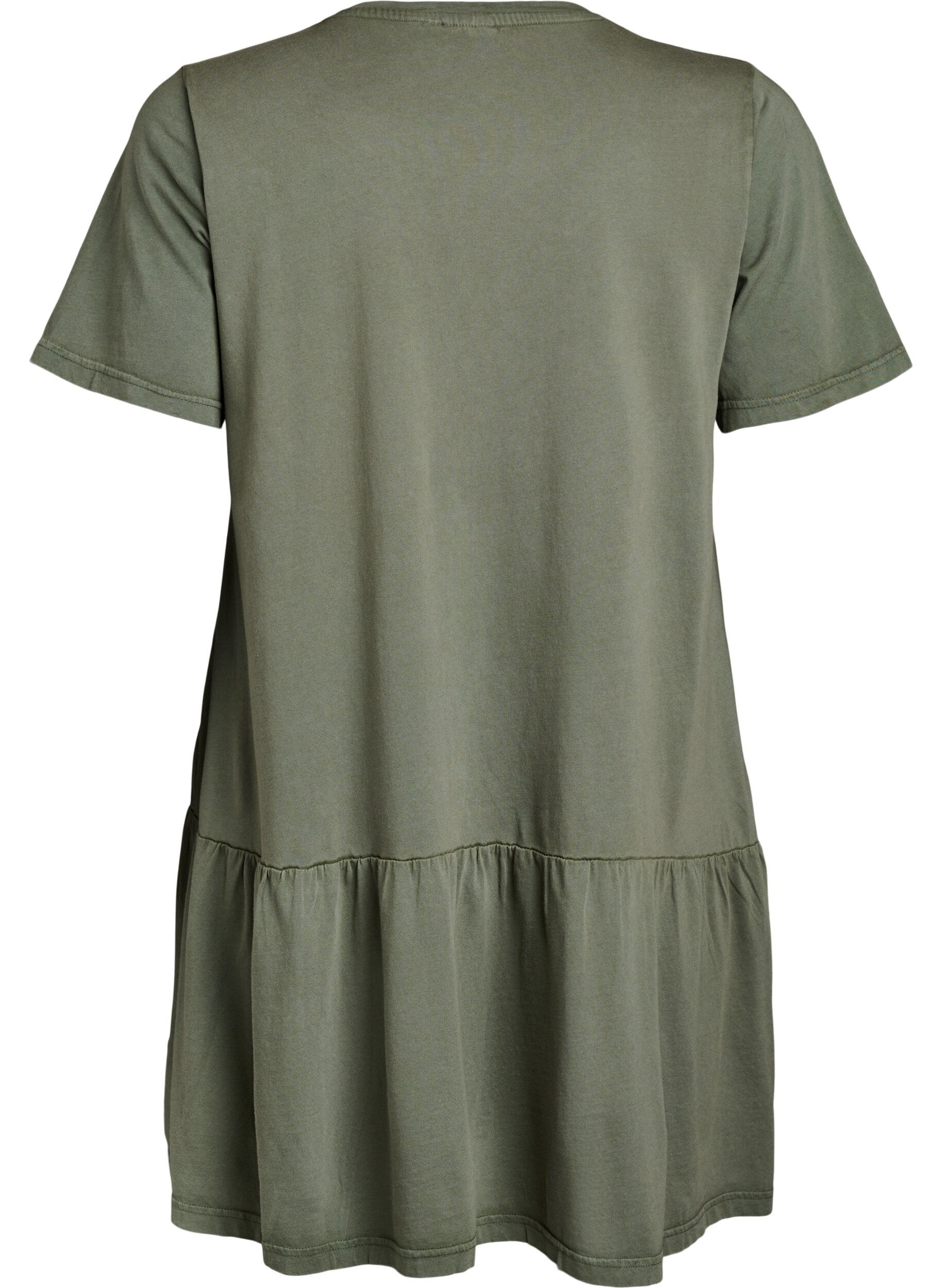 Zizzifashion Short A-line dress with a washed look, Green, Packshot image number 1