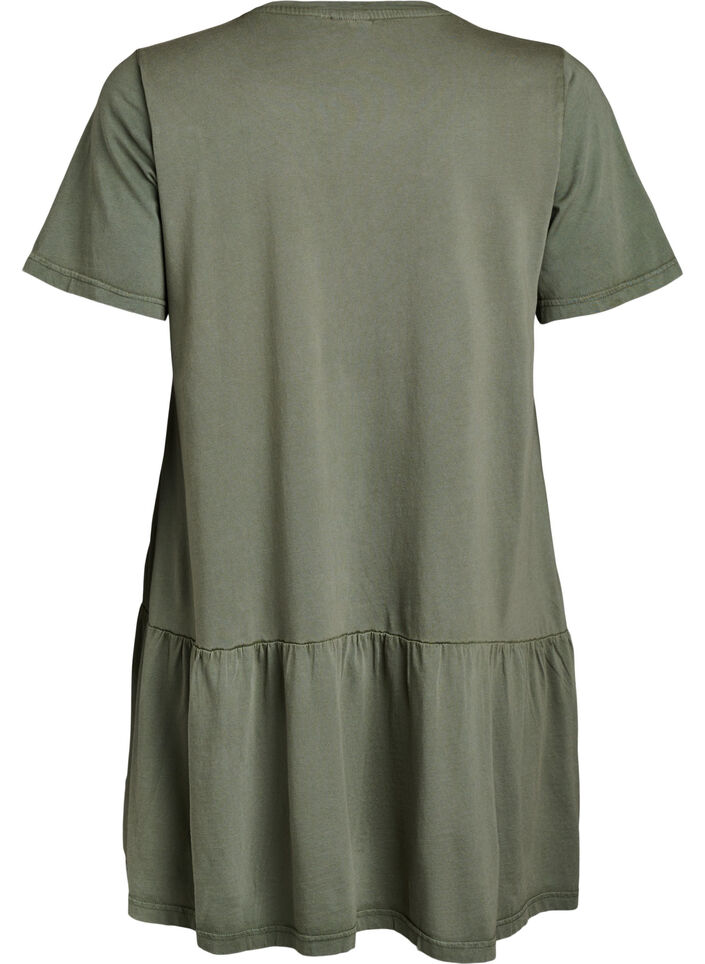 Short A-line dress with a washed look, Green, Packshot image number 1
