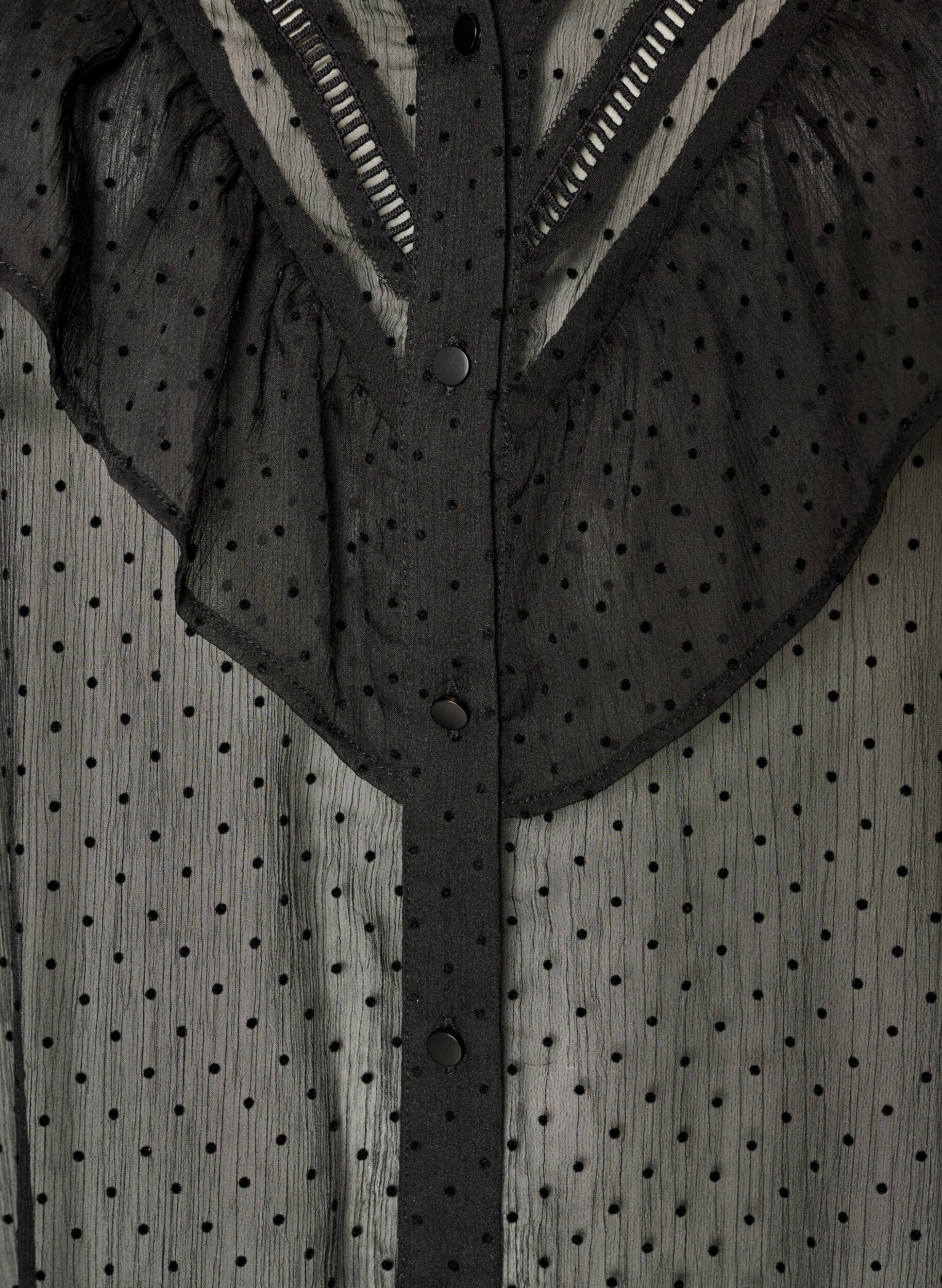 Zizzifashion Midi dress in a lightweight, sheer fabric with dots and ruffles, Black, Packshot image number 2