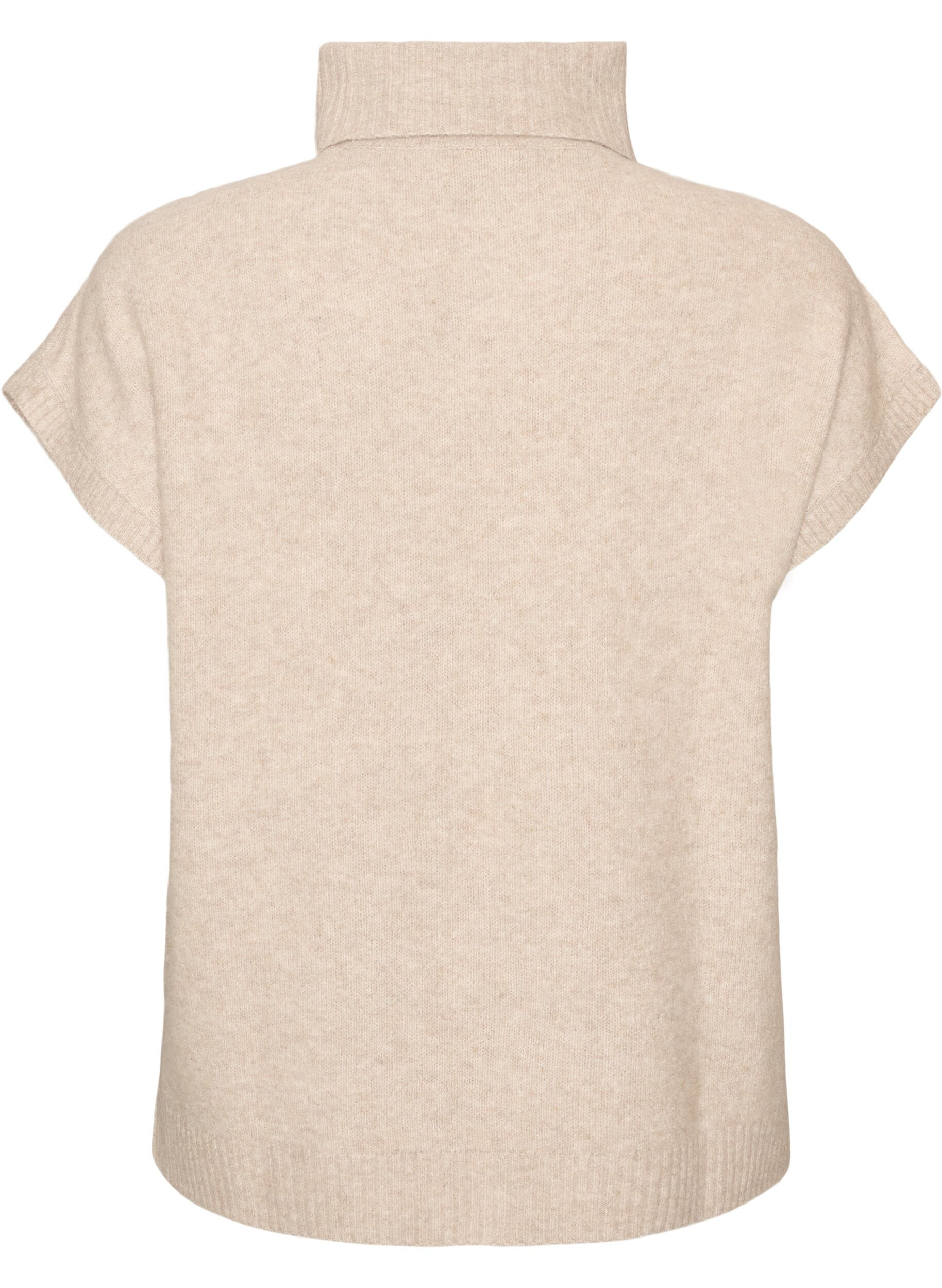 ZizzifashionKnitted vest with turtleneck and cable knit, Beige, Packshot image number 1