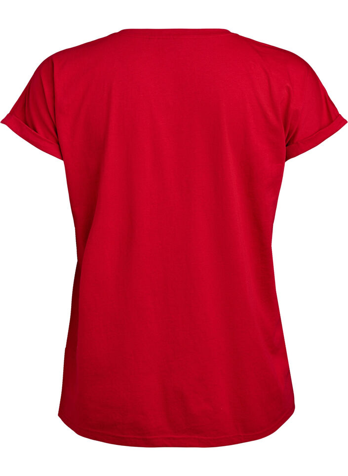 Short sleeve cotton blend T-shirt, Red, Packshot image number 1