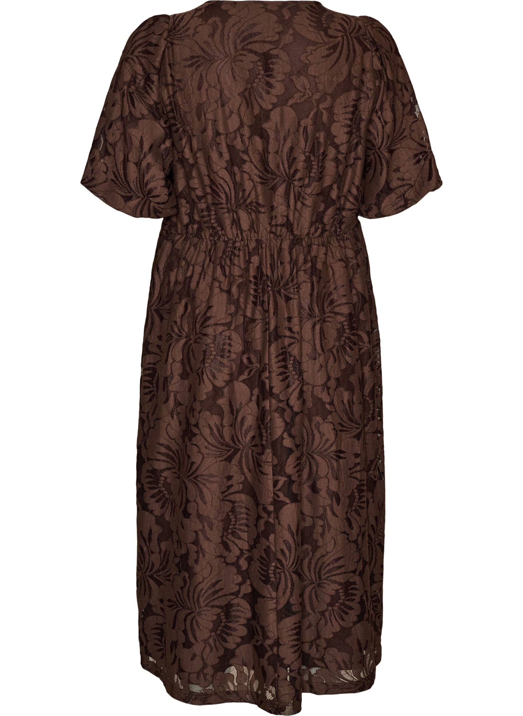 ZizzifashionMidi dress with floral jacquard, Brown, Packshot image number 1