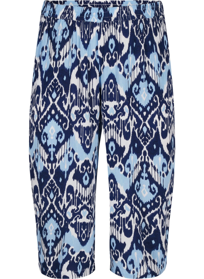 Viscose culotte trousers with print, Blue Ethnic AOP, Packshot image number 0