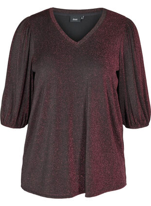 Glitter blouse with 3/4-length sleeves, Pink, Packshot image number 0