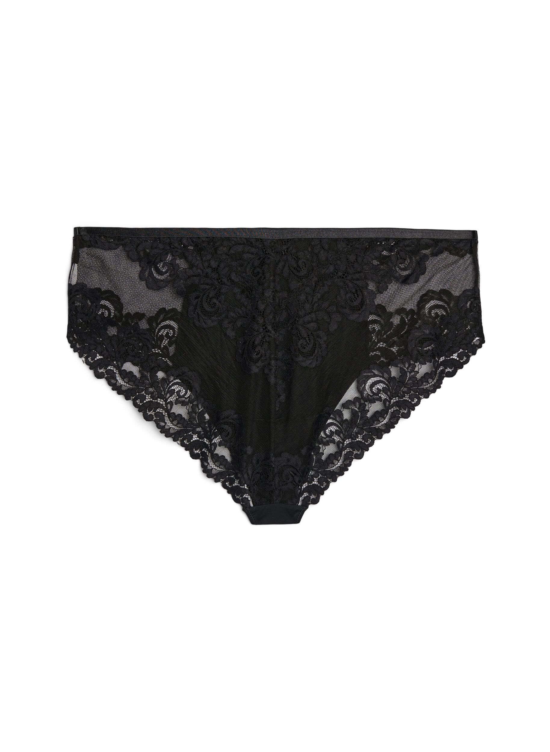 ZizzifashionHipster lace briefs with crossover detail, Black, Packshot image number 1
