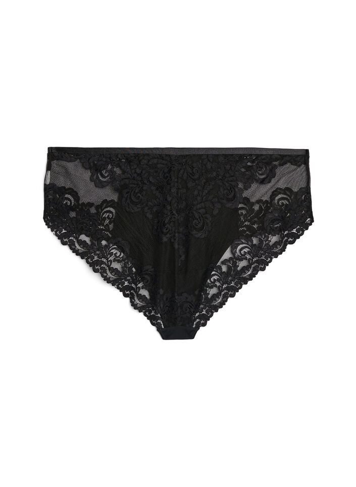 Hipster lace briefs with crossover detail, Black, Packshot image number 1