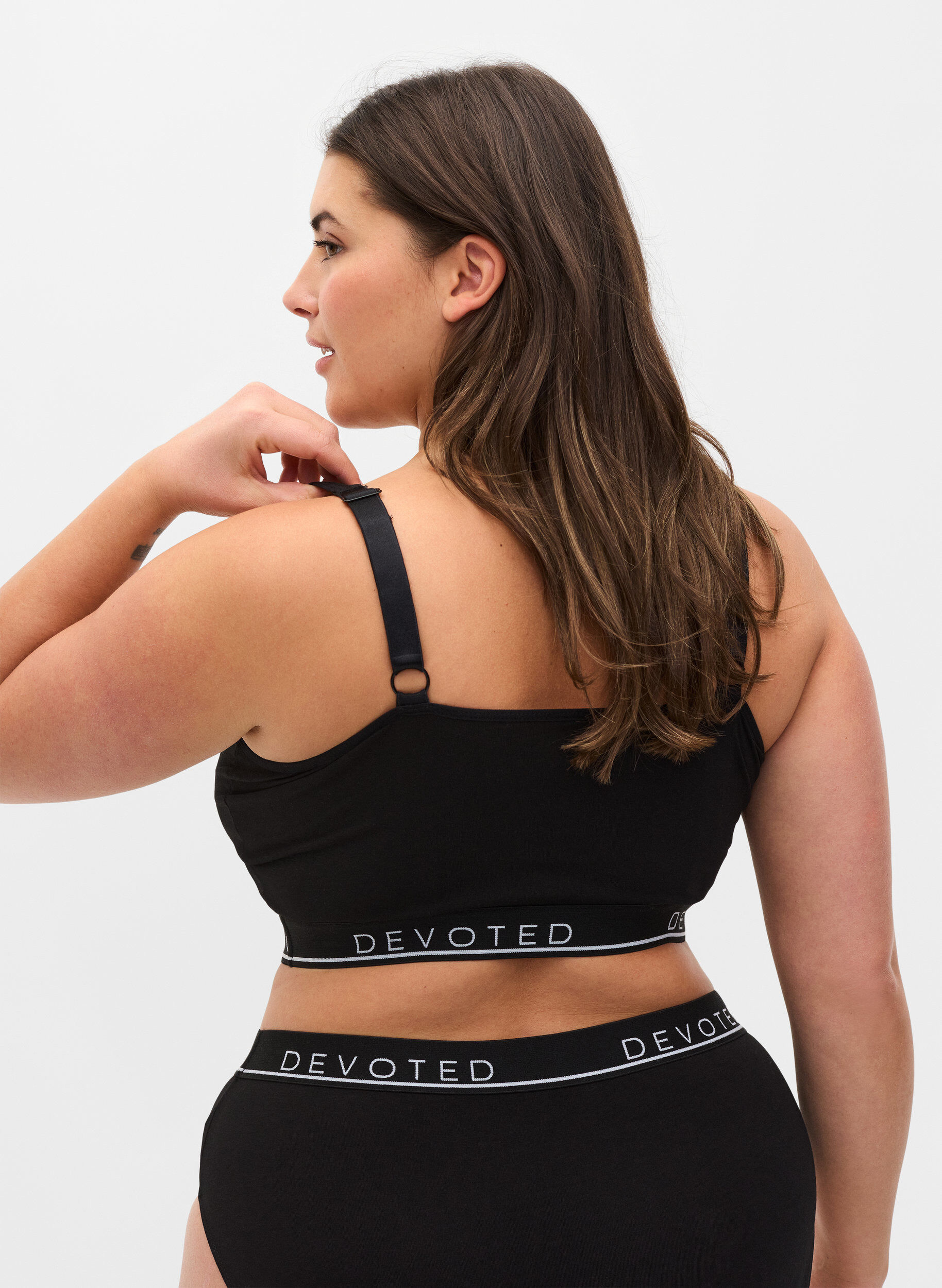 Zizzifashion Cotton bra with adjustable straps, Black, Model image number 1