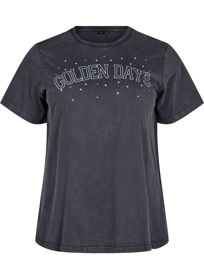 T-shirt in organic cotton with graphic print, Grey, Packshot image number 0