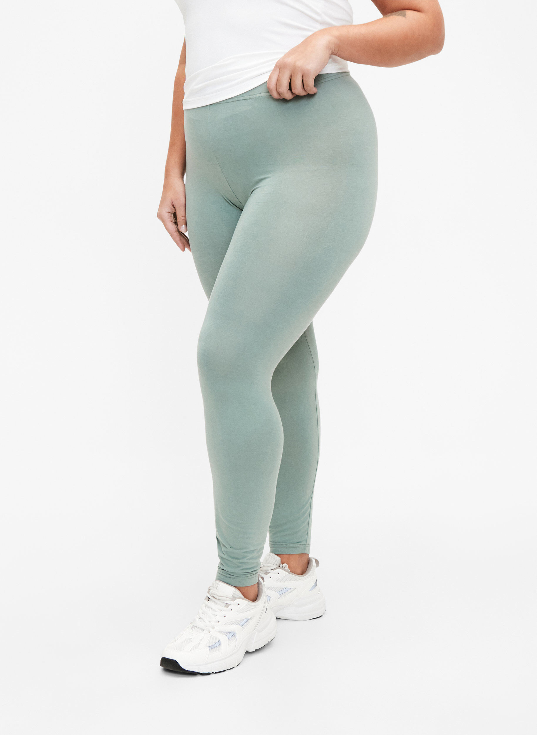Zizzifashion Basic viscose leggings, Green, Model image number 0