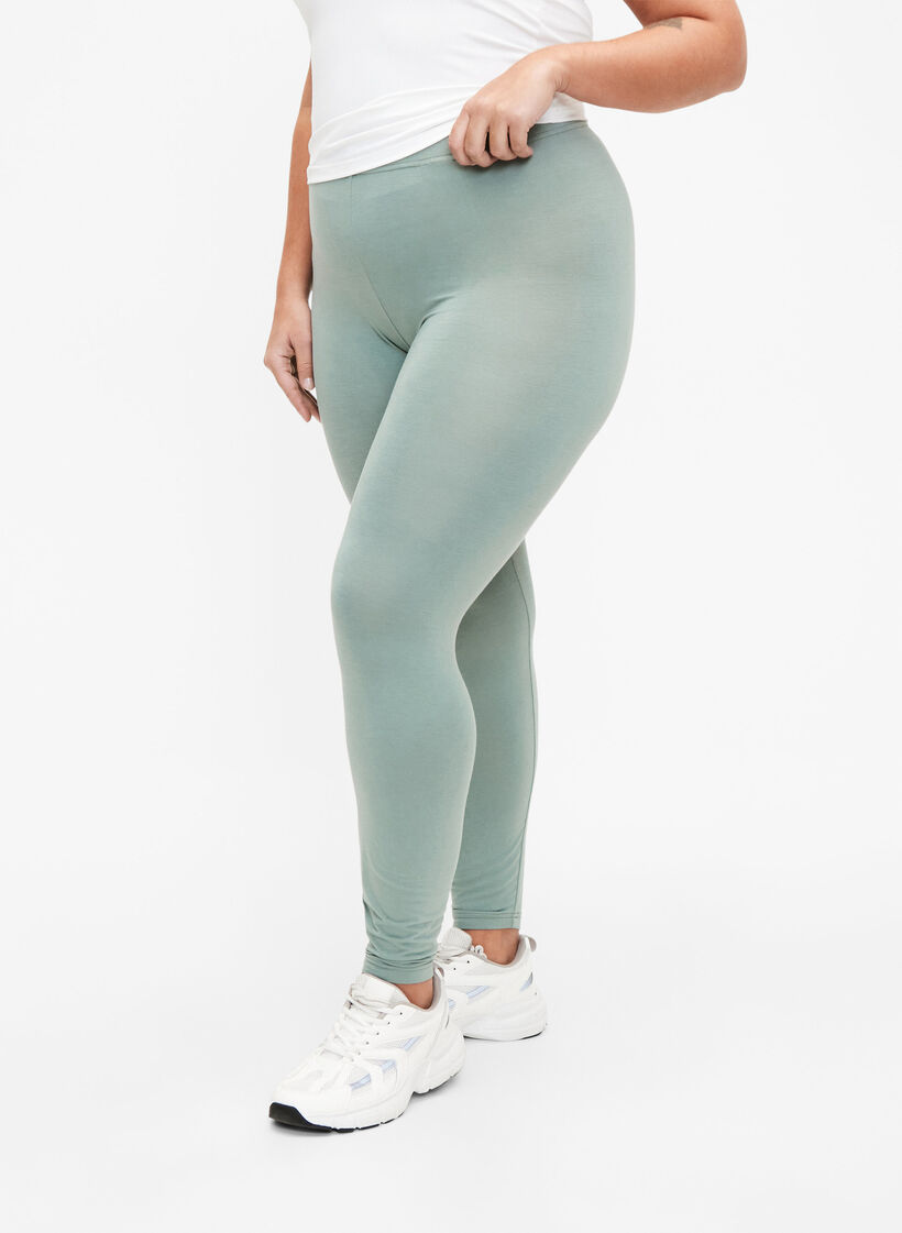 Basic viscose leggings, Green, Model image number 0